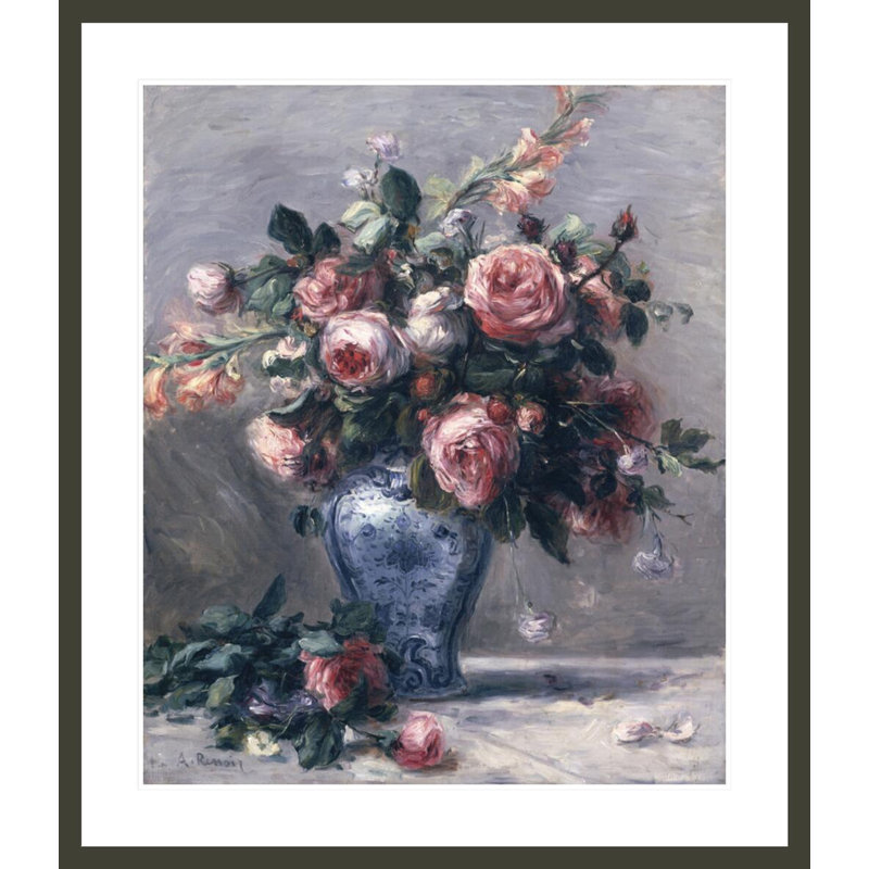 «Vase of Roses» par Pierre-Auguste Renoir, impression giclée encadrée, H 38,74 po x l 33,5 po