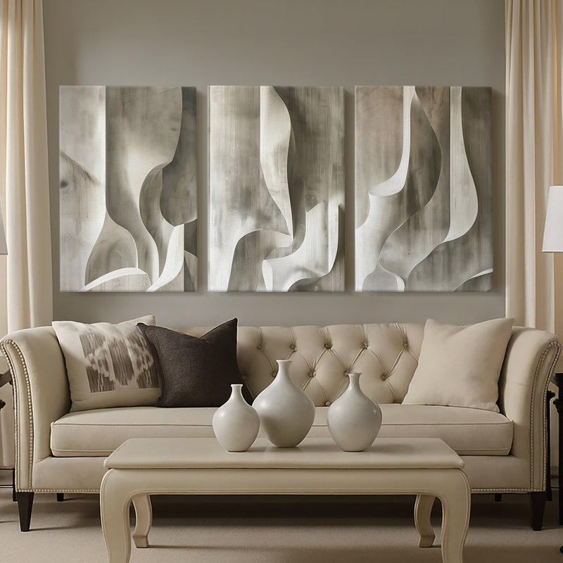 ABSTRACT Series CDLXIX - Toile tendue sur mesure - 3 pièces, H 60 po x l 120 po