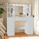 110cm Dressing Table With Power Outlet And Dryer Hook Modern Bulb Light Makeup Vanity
