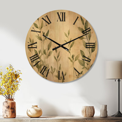 Horloge murale surdimensionnée en bois silencieux - jardin botanique thym