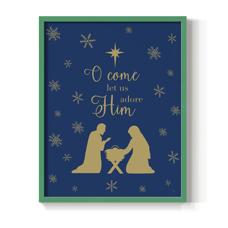 «Come Let Us Adore him», reproduction encadrée - bois massif, H 21 po x l 17 po, Vert