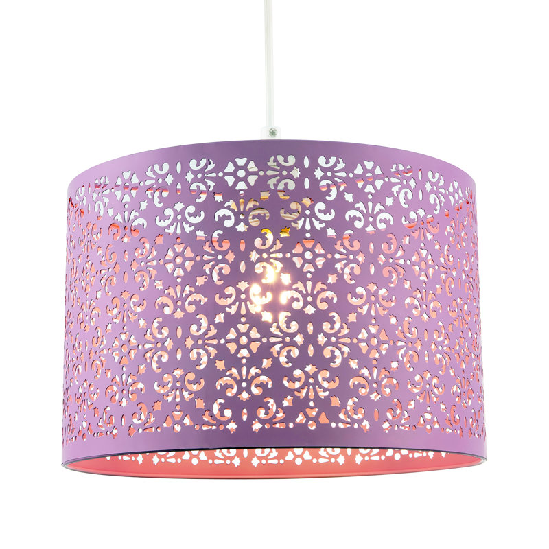 Moroccan Metal Pendant Light Shade With Floral Decoration By, Purple