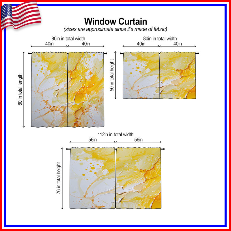 Rideau jaune obscurcissant et obscurcissant - 2 panneaux, 40in x 80in - 2 panels, Transparent