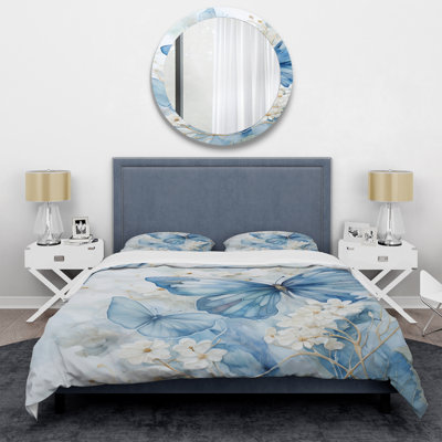 Blue Butterfly Whispering Wings II - Butterfly Duvet Cover Set