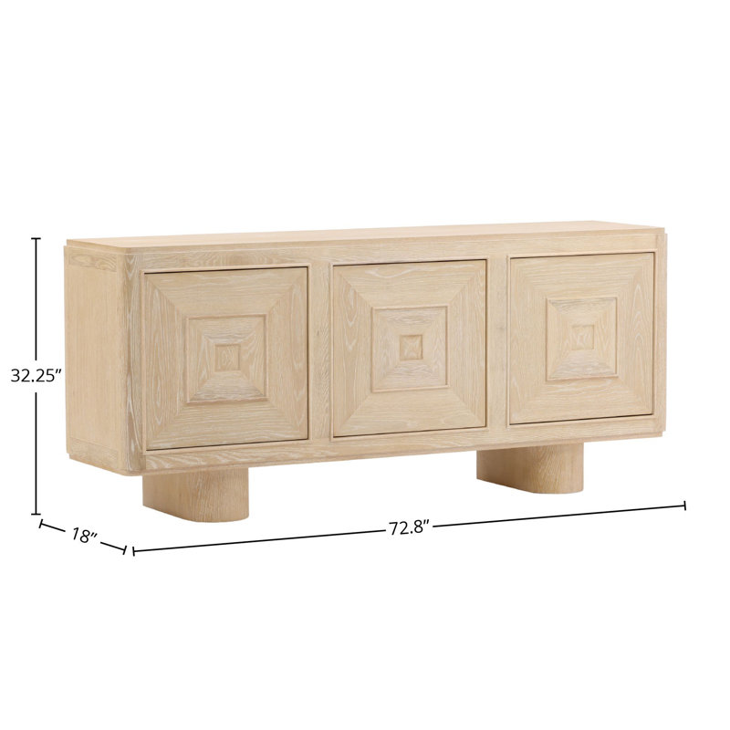 Williams 72" Oak Wood Sideboard, Light Natural