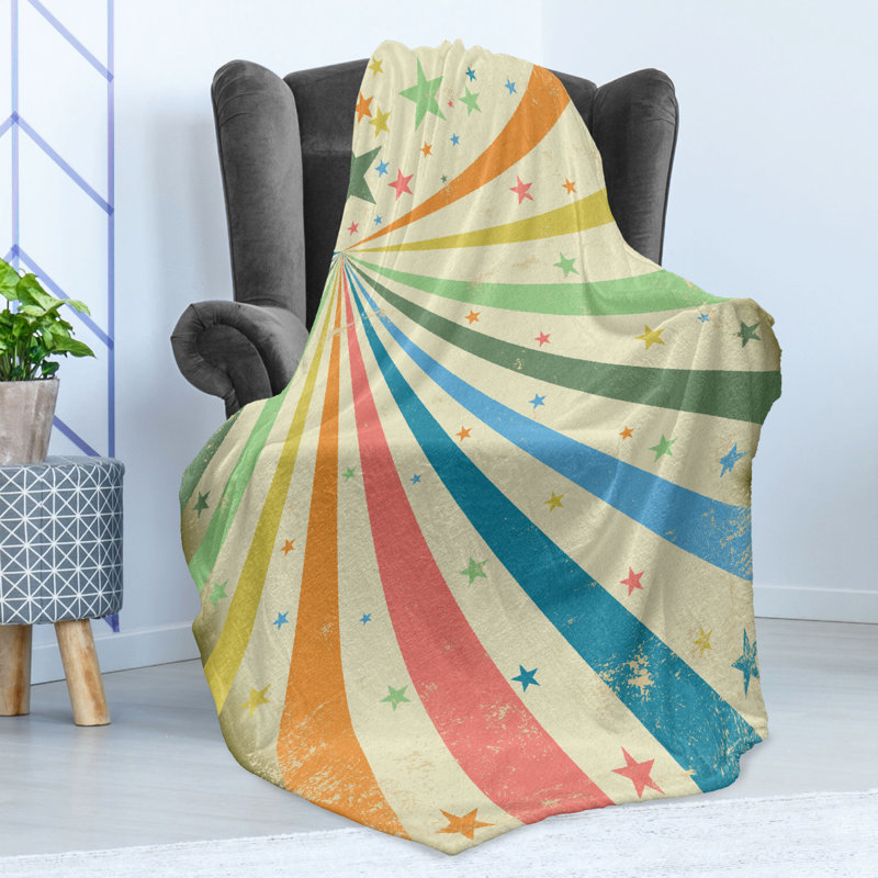 Ambesonne Circus Fleece Throw Blanket Rainbow Background Print Multicolor, 50" W x 60" L