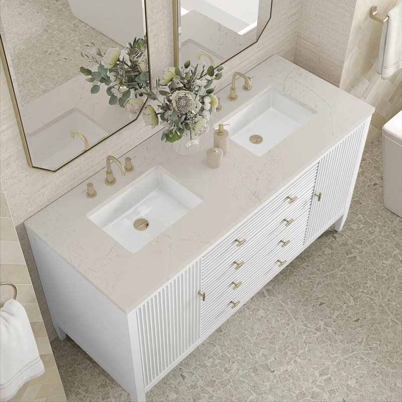 Myrrin 60'' W Double Vanity, Bright White, 8" Widespread, Siberian