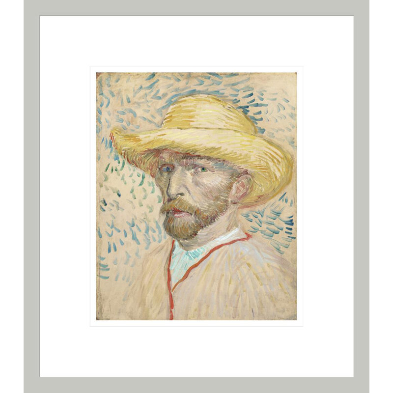 Autoportrait avec chapeau de paille par Vincent van Gogh, impression giclée encadrée, 15,63 po H x 13,75 po L