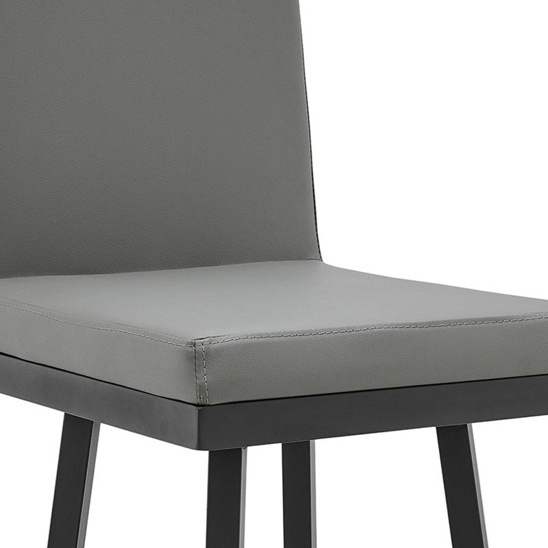 Chaise de bar pivotante grise en similicuir et fer, Noir, Tabouret de bar (siège d’une hauteur de 30 po)