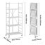 Folding Storage Shelf with Wheels 5-Tier Metal Shelving Unit White