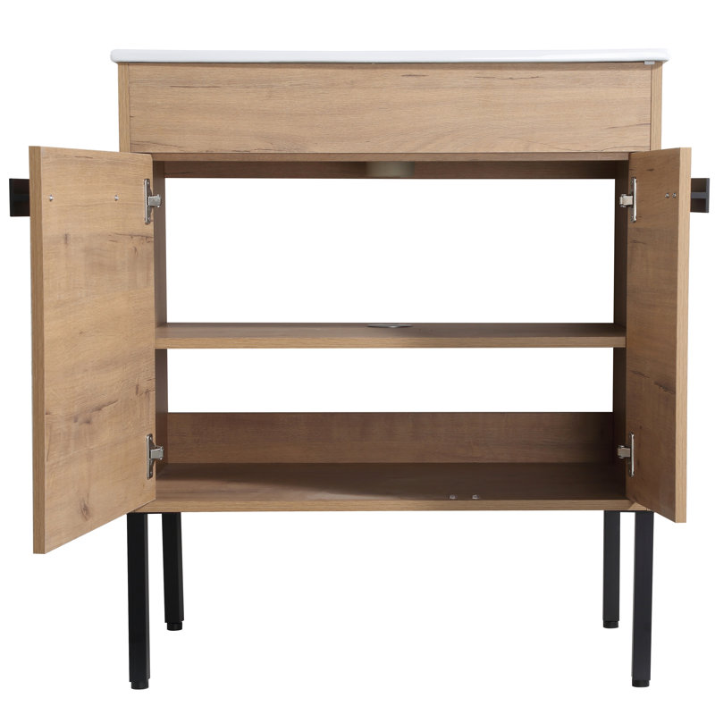 Armoire de salle de bain 30 pouces - Grand espace de rangement moderne de style moderne - Évier durable