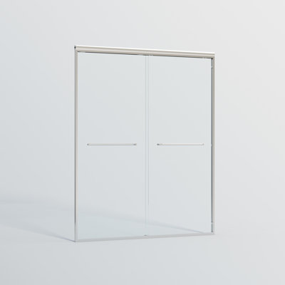 44 à 48 po L 72 po H, porte de douche semi-coulissante double, verre trempé de 6 mm, joints d'étanchéité, taille personnalisable pour salle de bain coulissante 44 po à 48 po, semi-cadre en aluminium 1/4 po