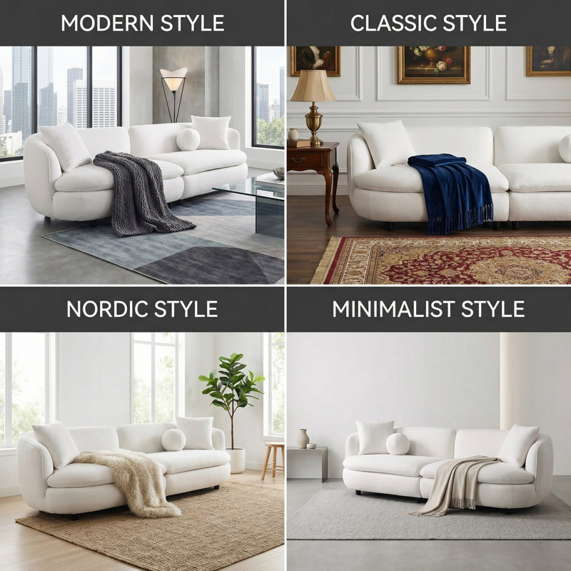 89" Deep Seat Comfy Curved Sofa, Perfect for Relaxing , Modern Living Room Couch