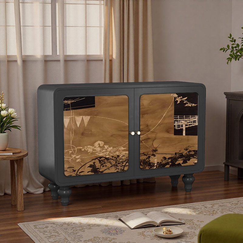 Armoire de rangement artistique en bois massif