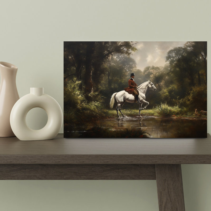 «Elegant Rider In Forest Classic Elegant Peaceful Dog Horse Forest Nature», reproduction d'art murale, H 12 po x l 18 po