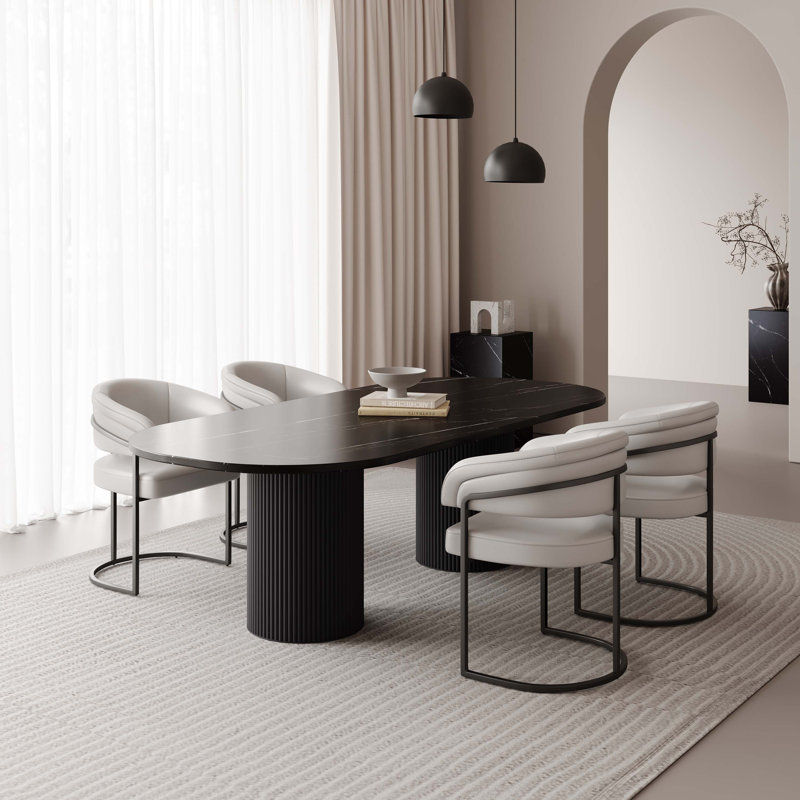 Chaise rembourrée en cuir gris clair Augusta, Gris clair