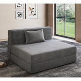 Folding Sofa Bed Twin With Pillow, Portable Foldable Sofa Bed For Travel, Camping, Guest, Futon Sleeper Chair With Breathable & Washable Cover, Convertible And Easy To Storage, Lightgrey