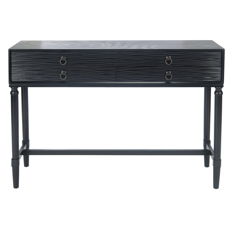 Riviera Elegance Black Wood and Metal Console Table with Storage
