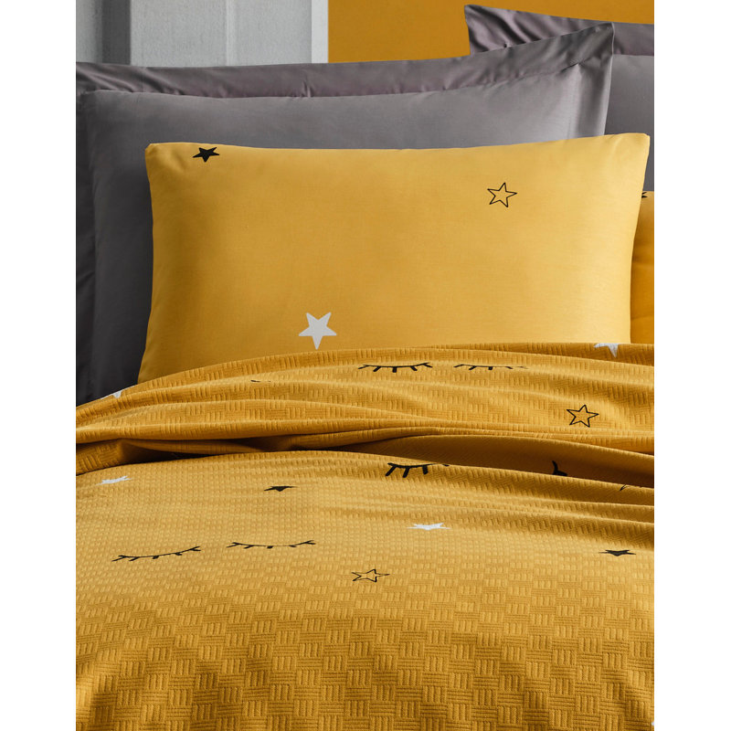 Courtepointe 100% coton jaune Dyane