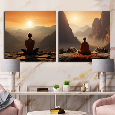 2 Pieces on Canvas - Yoga Mountain Pose Horizon