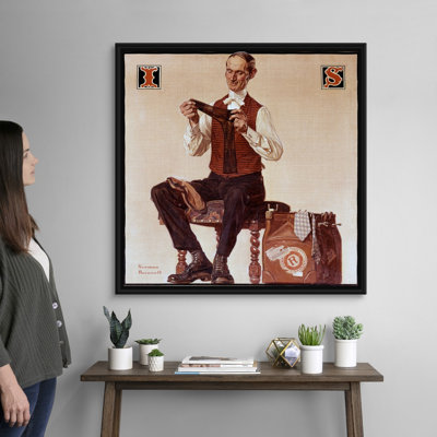 «Man Inspecting Socks», art mural sur toile