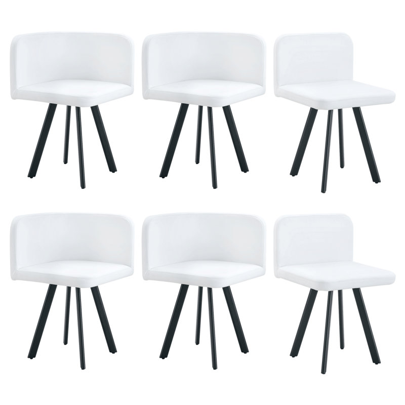 Nouveau code: W3875P370931 Ensemble de six chaises élégantes en polyuréthane blanc moderne - deux conceptions, esthétique unifiée.