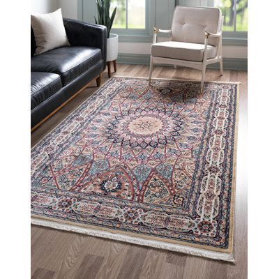 Tapis oriental beige / bourgogne Jackson
