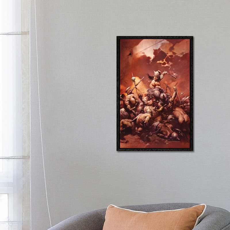 Destroyer by Frank Frazetta - Print on Canvas, 66.04 cm H x 45.72 cm W, Black Framed Canvas