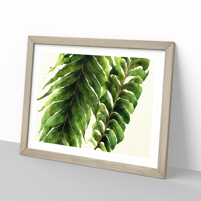 XH1022-9831X Fern Leaf Vol.3 - Single Picture Frame Print, 34cm H x 46cm W x 2cm D, Oak Framed