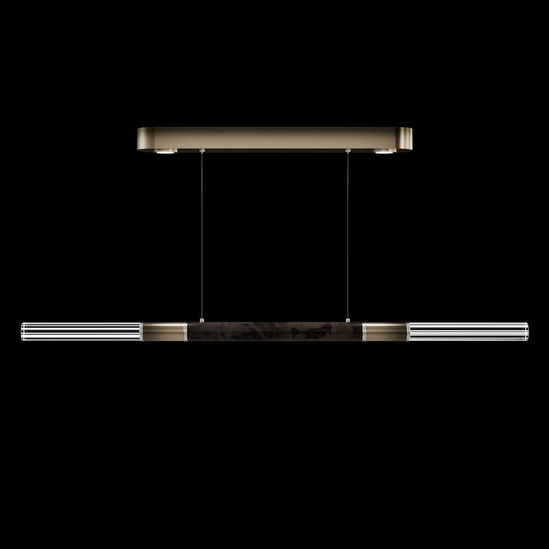 Luminaire suspendu linéaire l 62 po Antonia, Nickel/Bronze ombré/Charbon