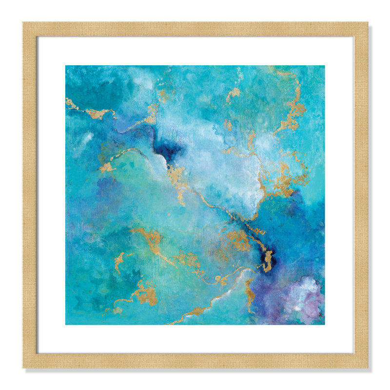 Golden Edge I - peinture encadrée, Encadrement champagne, H 24 po x l 24 po x P 2 po