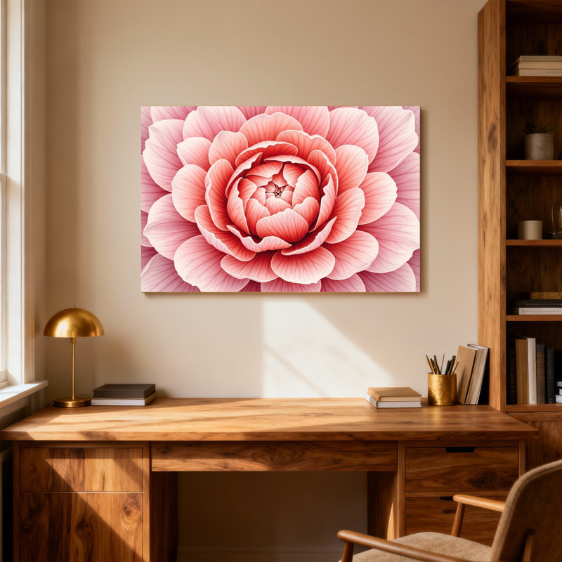 Plantes et fleurs, impression de motif floral rose, H 24 po x l 36 po