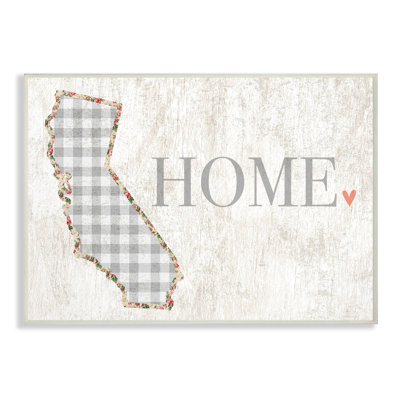 " California Grey Gingham And Floral Heart And Home " by Daphne Polselli
