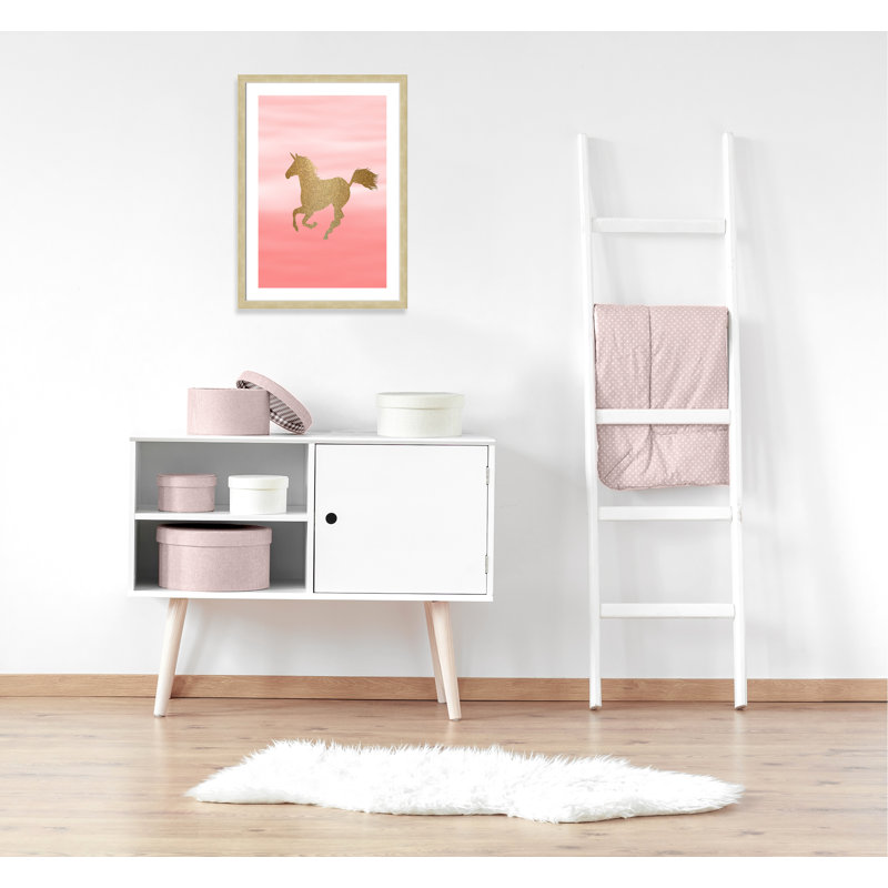 Ombre Pink 3' Wall Decal, 34.5" H x 24.5" W x 0.6" D, Champagne Framed