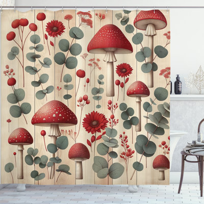 Floral Shower Curtain with Hooks Included