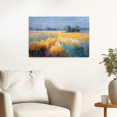 «Grass Meadow Contemporary Peaceful Serene Autumn Landscape», art mural
