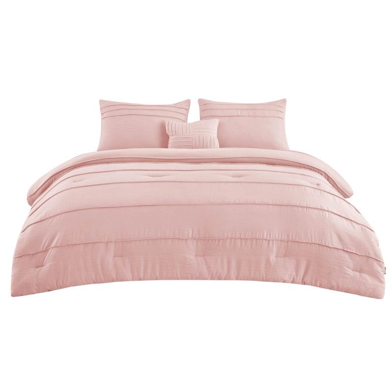Bedsure Pinch Pleat Comforter Set Boho Bed-in-A-Bag Bedding Set with  Pillowcases for All Season, Light Pink
