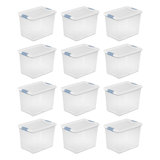 Sterilite Plastic Clear Stackable Latching Storage Box Container