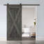 Porte de grange à panneaux et en bois avec quincaillerie d'installation-88137928-88137937-88137944