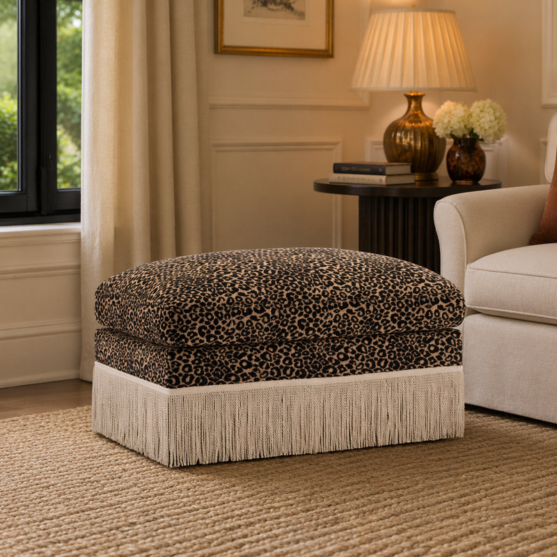 Méridienne à repose-pieds Leopard Chenille, Brown