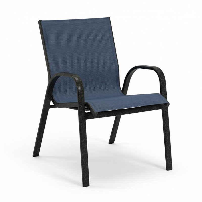 Arm Chair, Dupioni Sapphire Sling/Granite