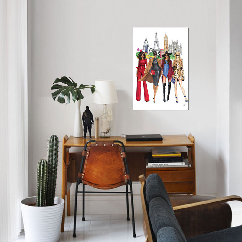 « mode week ladies », impression sur toile, H 40 po x l 26 po x P 1,5 po, Toile tendue, Pas de tapis