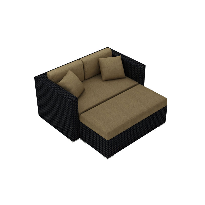 Suffern 63'' Wide Powder Coated Aluminum Patio Daybed with Cushions, Canvas Heather Beige Sunbrella® Canvas