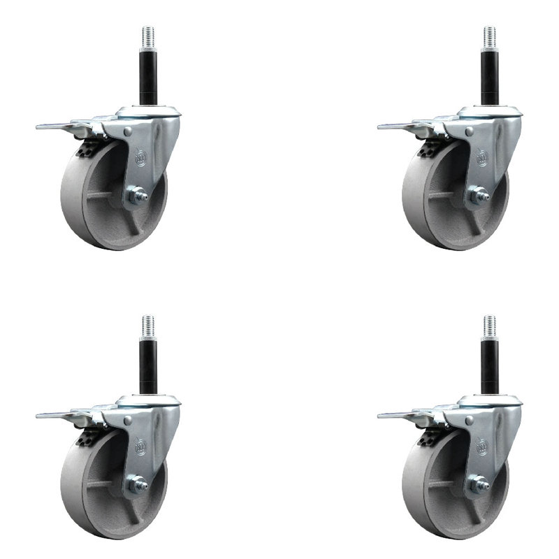 Jeu de roulettes semi-pivotantes extensibles, 4 po x 3/4 po