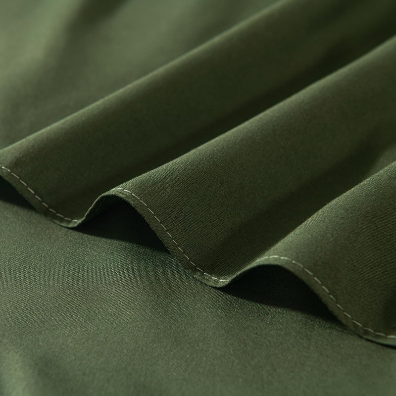 Green Queen Size Ruffled Bed Skirt with Split Corners and 14 Inch Drop