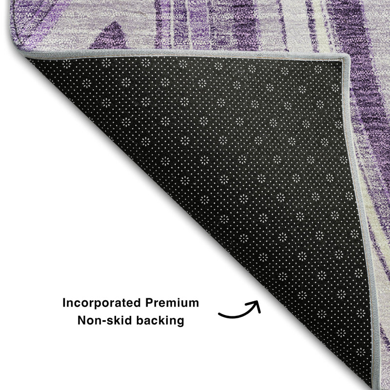 Premium Machine Washable Prisco Lavender Rug, Rectangle 10' x 14'