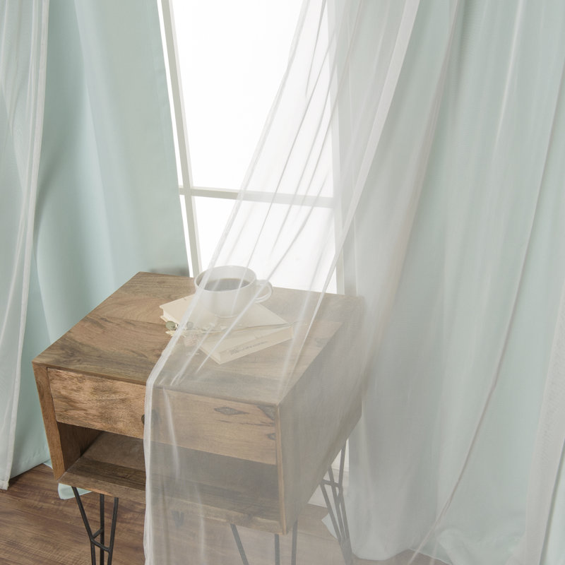 Rideau occultant en polyester Fortuna, Menthe