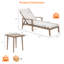 Ensemble de 2 chaises longues d'extérieur de style teck avec table d'appoint, chaises de piscine réglables en aluminium