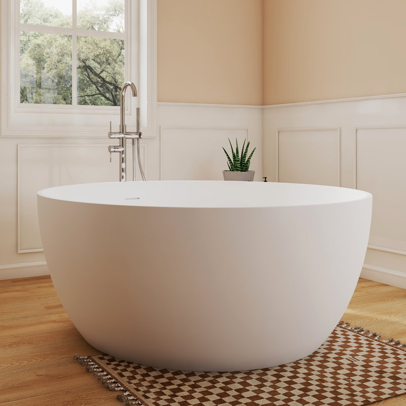 Fslefay 51'' Freestanding Bathtub Solid Surface Deep Soaking Tubs