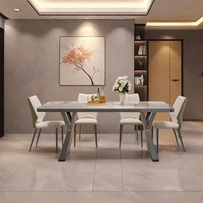 Modern Simple Family Dining Table Sets 4 - Person Double Pedestal Dining Set